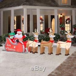 16 ft Christmas Inflatable Santa, Sleigh and Reindeer