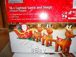 16 ft Christmas Inflatable Santa, Sleigh and Reindeer