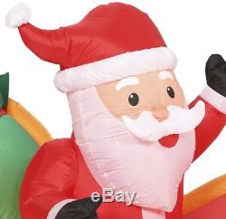 16 ft. Inflatable Airblown Santa In Sleigh With Reindeer Christmas Holiday Decor