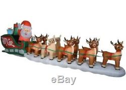 17.5 Ft COLOSSAL Lighted Santa Rudolph Sleigh Reindeer Airblown Inflatable Yard