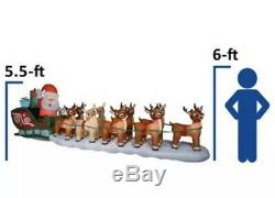 17.5 Ft COLOSSAL Lighted Santa Rudolph Sleigh Reindeer Airblown Inflatable Yard