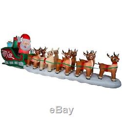 17.5 Ft COLOSSAL Lighted Santa Sleigh with 8 Reindeer & Rudolph Inflatable