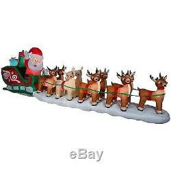17 Ft. Lighted Christmas Inflatable Santa in Sleigh 9 Reindeer & Rudolph