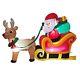180cm Light Up Santa In Sleigh With Reindeer Inflatable Outdoor Lighting
