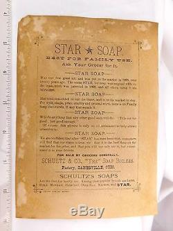 1870's-80's Fabulous Santa Claus Sleigh Reindeer Star Soap Zanesville, OH #W