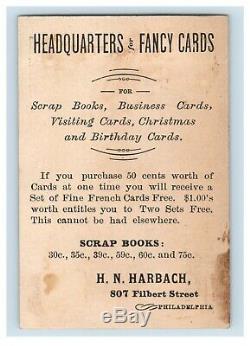 1870's H. N Harbach Printer Santa Claus Gray Green Coat Sleigh Reindeer P168