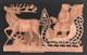 1890's German Dresden Embossed Santa Claus Reindeer Sleigh Easel Large Standup