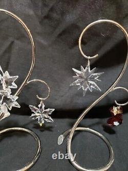 18 Pc Swarovski Crystal Lot Santa Sleigh Reindeer Ornaments Red Stocking Orchid