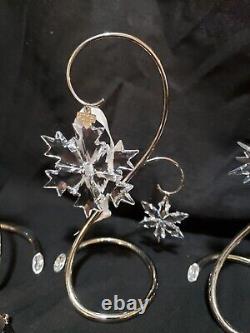 18 Pc Swarovski Crystal Lot Santa Sleigh Reindeer Ornaments Red Stocking Orchid
