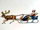 1920-40's Vintage Die Cut Santa In Sleigh With Reindeer