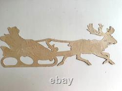1920-40's Vintage Die Cut Santa in Sleigh with Reindeer