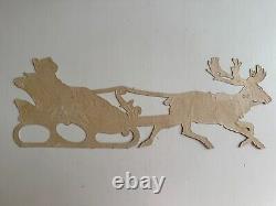1920-40's Vintage Die Cut Santa in Sleigh with Reindeer