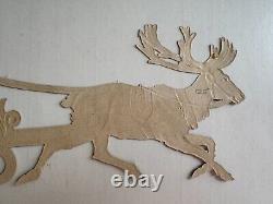 1920-40's Vintage Die Cut Santa in Sleigh with Reindeer