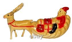 1920s Antique Vintage Viscoloid Celluloid Santa Claus with Reindeer Sleigh
