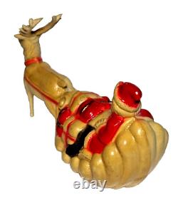 1920s Antique Vintage Viscoloid Celluloid Santa Claus with Reindeer Sleigh
