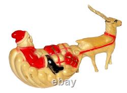 1920s Antique Vintage Viscoloid Celluloid Santa Claus with Reindeer Sleigh