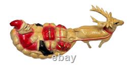 1920s Antique Vintage Viscoloid Celluloid Santa Claus with Reindeer Sleigh