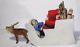 1920s Vtg German Composition Xmas Candy Container, Santa N Sleigh W Reindeer