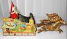 1923 Strauss Santee Claus Santa Wind Up Tin Litho Sleigh With Reindeer Pulling