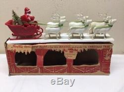 1940's Irwin Santa's Reindeer Barn Santa, Sleigh, 6 Reindeer withOriginal Box WOW