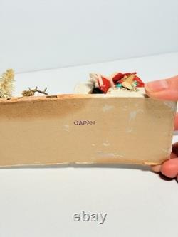 1940s Clay Face Santa with Putz Sleigh and Reindeer Paper Mache Champagne Bottle