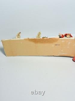 1940s Clay Face Santa with Putz Sleigh and Reindeer Paper Mache Champagne Bottle