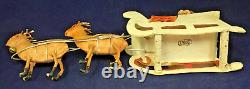 1950 Vintage Japan Paper Santa in Sled withTwo Reindeer, Bell, Toy Bag 13 Long