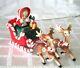 1950's Lefton-japan-christmas Candy Cane Sleigh W Reindeer- Porcelain Santa Set
