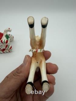 1950s Kreiss Santa Sleigh Rudolph Reindeer Ceramic Figurine Set Japan