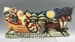 1950s SANTA Sleigh Reindeer FANNY FARMER Box CANDY CONTAINER Vintage Christmas