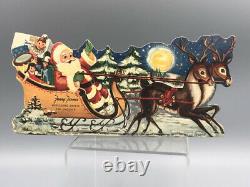 1950s SANTA Sleigh Reindeer FANNY FARMER Box CANDY CONTAINER Vintage Christmas