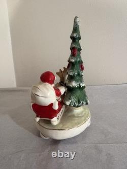 1950s Vintage Ceramic Japan Santa In Sleigh Pulled By Reindeer