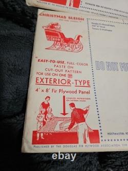 1957 Douglas Fir Plywood Association Christmas Pattern Lot Santa Sleigh Reindeer