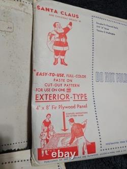 1957 Douglas Fir Plywood Association Christmas Pattern Lot Santa Sleigh Reindeer