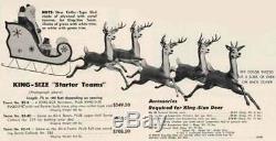 1958 Vintage Large 3 Set Rudolph Reindeer Mold-Craft Mechanical Santa Sleigh