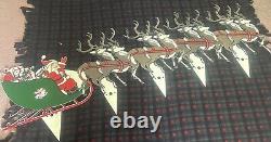 1960's To Early 1970's Union Plastic Santa In Sled With Reindeer Yard Stakes