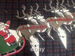 1960's To Early 1970's Union Plastic Santa In Sled With Reindeer Yard Stakes