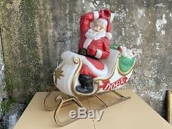 1960s-70s Empire Mold Giant Santa Claus Sleigh Reindeer Noel Christmas Blow Mold