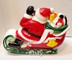 1970 EMPIRE Santa Sleigh & Reindeer Table Top Christmas Blow Mold 2 Piece