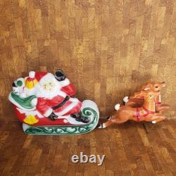 1970 Empire Plastics Christmas Santa with Sleigh & Reindeer Blow Mold NO LIGHT
