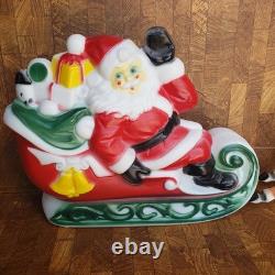 1970 Empire Plastics Christmas Santa with Sleigh & Reindeer Blow Mold NO LIGHT