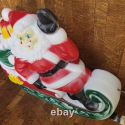 1970 Empire Plastics Christmas Santa with Sleigh & Reindeer Blow Mold NO LIGHT