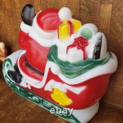1970 Empire Plastics Christmas Santa with Sleigh & Reindeer Blow Mold NO LIGHT