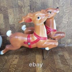 1970 Empire Plastics Christmas Santa with Sleigh & Reindeer Blow Mold NO LIGHT