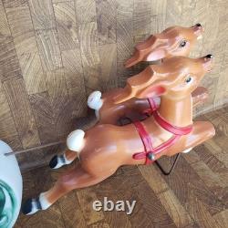1970 Empire Plastics Christmas Santa with Sleigh & Reindeer Blow Mold NO LIGHT