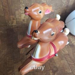 1970 Empire Plastics Christmas Santa with Sleigh & Reindeer Blow Mold NO LIGHT