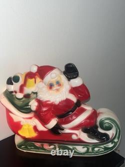 1970 Empire Plastics Tabletop Santa Sleigh Reindeer Blow Mold Needs Put Together