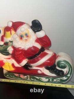 1970 Empire Plastics Tabletop Santa Sleigh Reindeer Blow Mold Needs Put Together