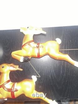 1970 Empire Plastics Tabletop Santa Sleigh Reindeer Blow Mold Needs Put Together