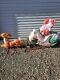 1970 Empire Santa In Sleigh Reindeer Blow Mold Runners Lighted Christmas